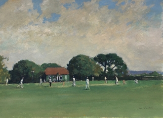 Cricket match, Petworth Park. Watercolour, Pencil.