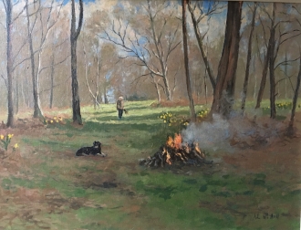 Spring bonfire, Oil.